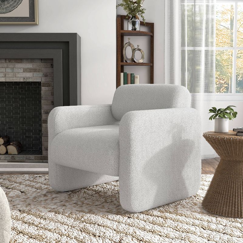 HOMES: Inside + Out Sanddrift Modern Boucle Upholstered Accent Chair, 3 of 9