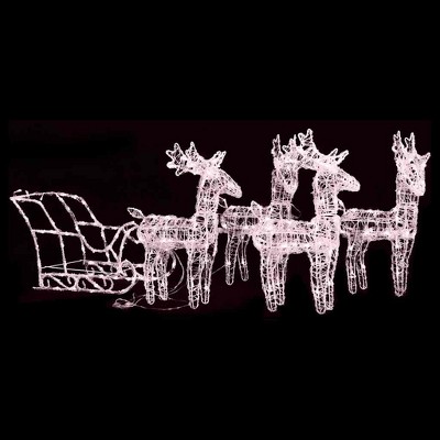 Reindeers & Sleigh Christmas Decoration 110.2"x11"x21.7" Acrylic