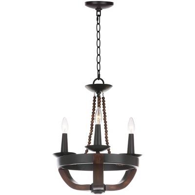 Lucero Black Adjustable Wood and Metal Chandelier