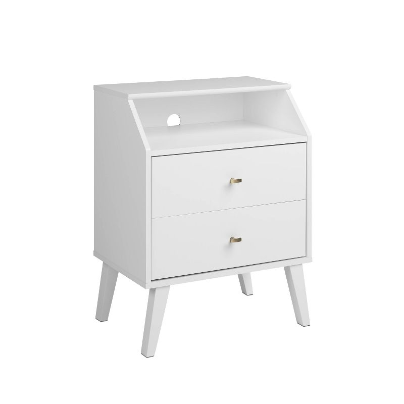 2 Drawer Milo Mid-Century Modern Nightstand with Angled Top - Prepac, 3 of 9