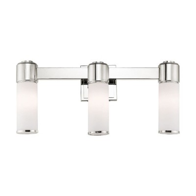 Polished Nickel Three-Light Bathroom Vanity Fixture