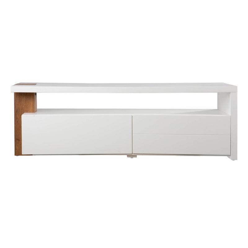 Cranelis Contemporary Media Stand with Storage White/Brown - Aiden Lane, 6 of 14