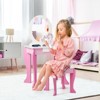 Tangkula 2-in-1 Kids Vanity Set Makeup Table & Chair Set for Toddlers w/Detachable Mirror Pink/White - 4 of 4