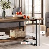 Homhougo 41" Large 2-Tier Gray Wood Coffee Table with Storage Shelf - Farmhouse Modern Rustic Metal Rectangle Center Living Room Coffee Table - 4 of 4