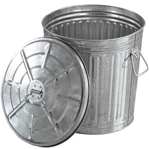Round Galvanized Steel, Trash Can with Lid - Durable Metal Bucket for Backyard, Lawn, Garden and Yard Use - 1 of 4
