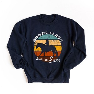 Simply Sage Market Women's Graphic Sweatshirt Boots Class and A Little Sass - 1 of 3
