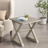Gulches Transitional Antique Gray MDF Pine 22 in Wood Trestle Base End Tables - 2 of 4