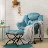 KTMBDW Fabric Lazy Chair with Foldable Ottoman, Accent Comfy Lounge Arm Chair and Folding Footrest Stool Set for Living Room, Bedroom, Dorm, Green - 3 of 4