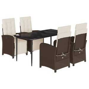 vidaXL Garden Dining Set Brown, Cream White - 1 of 4