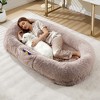 Human Dog Bed for Adult and Pets,  Napping  Dog Bed with Side Pocket,Washable Fluffy Faux Fur,No Assembly Required - 2 of 4