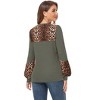 Clearlove Women's Leopard Print Tunic Tops Casual Color Block Blouse Long Sleeve T Shirt - 3 of 4