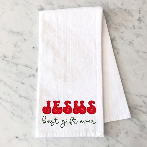 City Creek Prints Jesus Best Gift Ever Cursive Tea Towels - White : Target