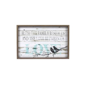 23.5" x 15.5" Family Love MDF Wall Sign Panel White - Prinz: Modern Home Decor, Horizontal Quote Adage Art - 1 of 4
