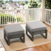 Buenhomino Patio Ottomans Set of 2, Outdoor Wicker Footrest with Thickened Cushions, Multipurpose Metal Patio Furniture for Backyard and Deck Use - 4 of 4
