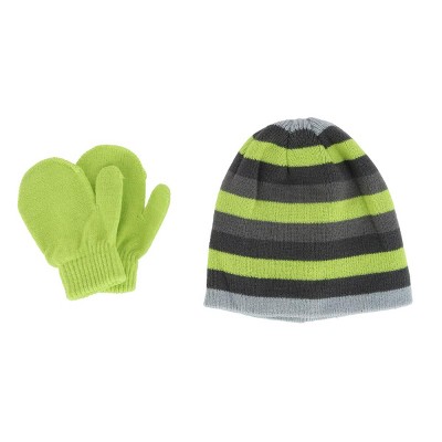 Grand Sierra Kids' 2-4 Striped 2-Piece Winter Beanie and Mitten Set