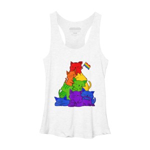 Adult Design By Humans Cat Pile Rainbow Pride Flag By ACEGlobal Racerback Tank Top - 1 of 2