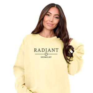 Simply Sage Market S.W.Smiley Embroidered Radiant Smiley Outline Garment Dyed Sweatshirt - 1 of 4
