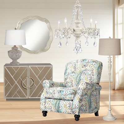Antique White Crystal 5-Light Chandelier with Steel Frame