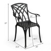 Costway Set of 4 Cast Aluminum Dining Chairs Durable Solid Construction W/Armrest Black - 2 of 4