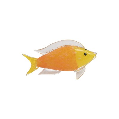 Beachcombers Tropical Orange/Yellow Fish Glass Art Figurine Home Decor Beach Coastal Ocean Sea Life 11 x 3.5 x 5.5