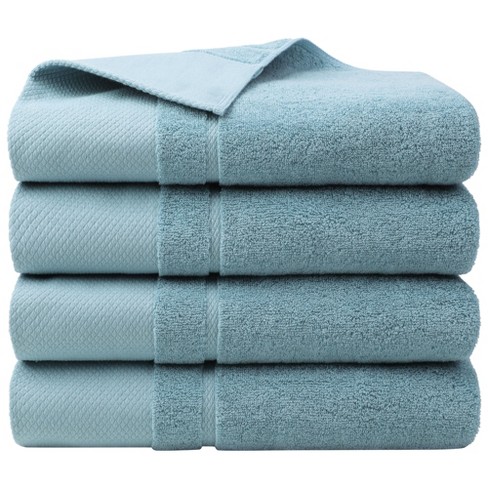 PiccoCasa Soft 100% Combed Cotton 600 GSM Highly Absorbent for Bathroom  Shower Bath Towel Set Saxe Blue 4pcs