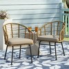 Modern Patio Dining Chair Set of 2,Dining Chair with Wicker Backrest and Armrest for Outdoor,Poolside-Tanpinhause - 2 of 4