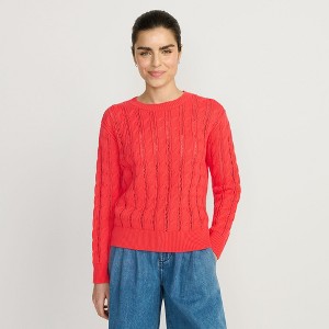 Lands' End Women's Drifter Cable Pointelle Stitch Sweater - 1 of 4