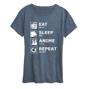 Women's - Instant Message - Eat Sleep Anime Repeat Short Sleeve Graphic T-Shirt - 1 of 4