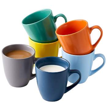 White Coffee Mug Set, 12 Ounce, Set of 6, Ceramic Mug for Men