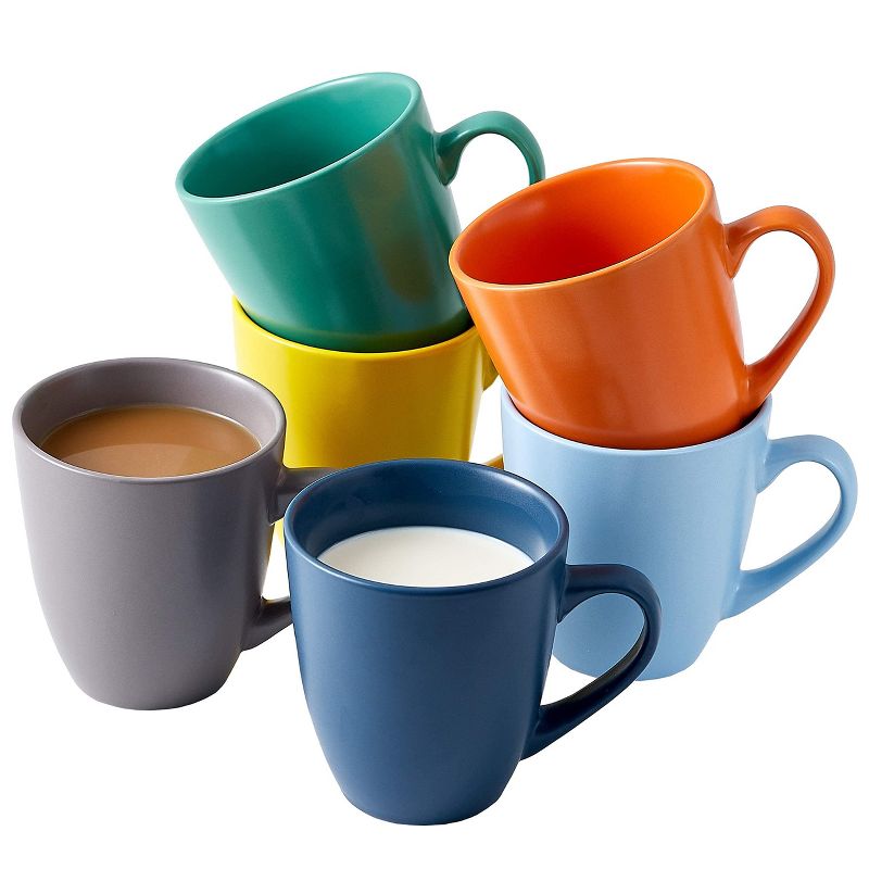 Bruntmor 16 Oz Coffee Mugs , Large Size Ceramic espresso cups, Set of 6, Multicolor Pastel, 1 of 9