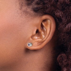 Chisel Stainless Steel Polished Purple Cubic Zirconia February Birthstone Stud Earrings - 1 of 4