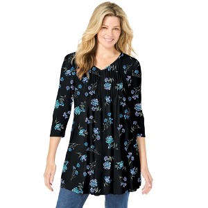 Woman Within V-Neck Pintucked Tunic - 1 of 4
