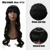 Unique Bargains Women's Curly Wigs 25.5" Black with Wig Cap Long Hair With Bangs - 3 of 4