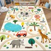Machine Washable Kids Play Mat Cute Animals Rug with Non-Slip Backing Educational Low Pile Floor Carpet for Children Nursery Playroom Toddler Room - 2 of 4