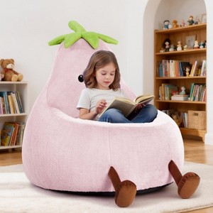 FONTOI 31" Eggplant-Shaped Mini Sofa Chair, Cute Cartoon Sofa with Washable Cover for Living Room, Playroom, Kid Gift Soft, 30.3"*31.1"*27.5" - 1 of 4