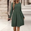 Womens Long Sleeve Fall Dresses 2025 Ribbed Knit Casual Crew Neck Knee Length Sweater Dress - 4 of 4