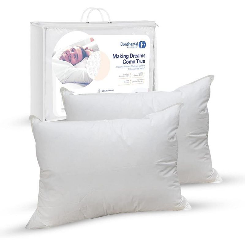 Continental Bedding Affinity 100% Cotton Down Alternative Polyester Bed Pillow - Set of 2, 1 of 5