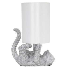 12.6" Diamond Studded Kitty Cat Table Lamp with White Faux Silk Shade - Lalia Home: UL Listed, Polyresin - 1 of 4