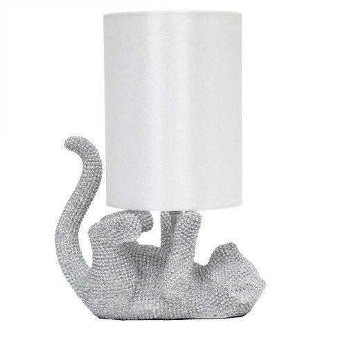 12.6" Diamond Studded Kitty Cat Table Lamp with White Faux Silk Shade - Lalia Home: UL Listed, Polyresin - image 1 of 4