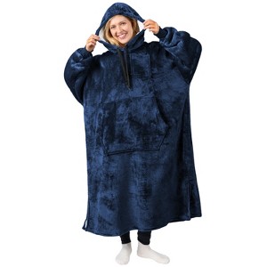 PAVILIA Faux Shearling Wearable Blanket Hoodie, Cozy Oversized Hooded Sweatshirt Adults, Warm Fleece Big Pocket - 1 of 4