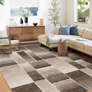 Geometric Machine Washable Area Rugs 5x7 Ultra-Soft Contemporary Throw Rugs Foldable Thin Accent Carpet Non Slip Indoor Floor Cover - 1 of 4