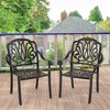 Tangkula 4 Pieces Cast Aluminum Chairs Set of 2 Stackable Patio Dining Chairs w/ Armrests - 4 of 4