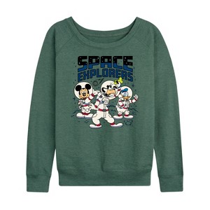 Women's - Disney - Space Explorers Lightweight French Terry Wide Neck Long Sleeve Shirt - 1 of 4