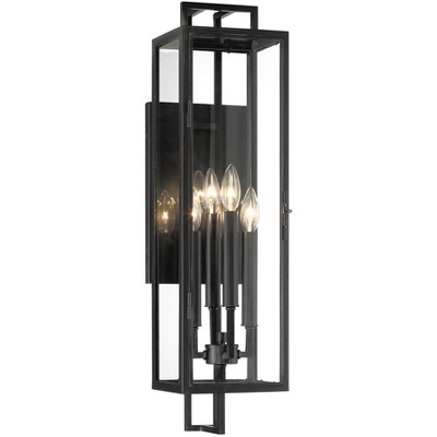 Minka Lavery Minka Knoll Road 27 1/4" Black and Clear Glass Outdoor Wall Mount