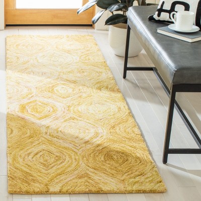 Gold Ikat Hand-Tufted Wool Runner Rug 2'3" x 8'