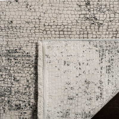 Gray Abstract Viscose Rug with Fringe 5'1" x 7'6"