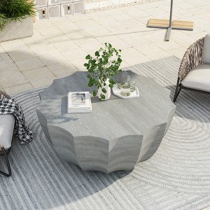 Outdoor&Indoor Coffee Table Cocktail Table Center Table Accent Table, Waterproof Durable MgO Cement Design, No Assembly Needed- ModernLuxe - 1 of 4