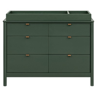 Forest Green 6-Drawer Dresser with Vegan Leather Pulls