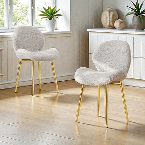 Mshliw Set of 2 Teddy Dining Chairs, Shell Back Upholstered Side Chairs ...