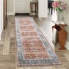 Vintage Washable Area Rug Non Slip Non Shedding Traditional Floor Cover with Floral Print Stain Resistant Indoor Foldable Mat for Living Room Bedroom - 2 of 4